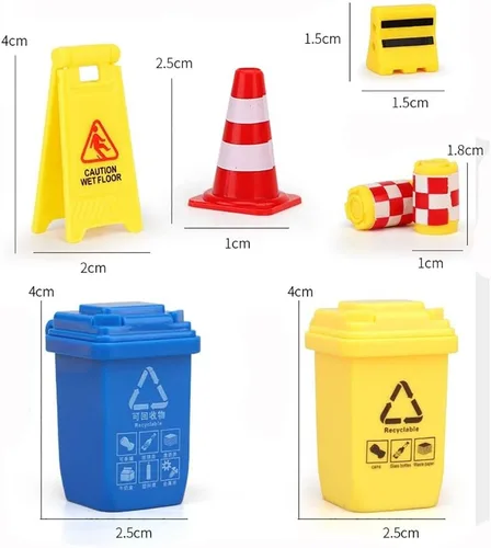 Miniatura 4 de gofidin 62PCS Mini Conos De Tráfico Calle Escena Modelo Carretera Carretera Bloque Cercas Estacionamiento Barra Transversal Enseñanza Temprana Niños