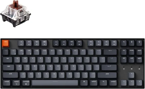 Miniatura 9 de Keychron Teclado mecánico inalámbrico K8, diseño sin llave, 87 teclas, multitarea, Bluetooth/con cable RGB retroiluminado con interruptor azul