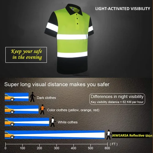 Miniatura 4 de Camisa de seguridad para hombre, camiseta reflectante de alta visibilidad, de secado rápido, transpirable, suave Amarillo+negro-01
