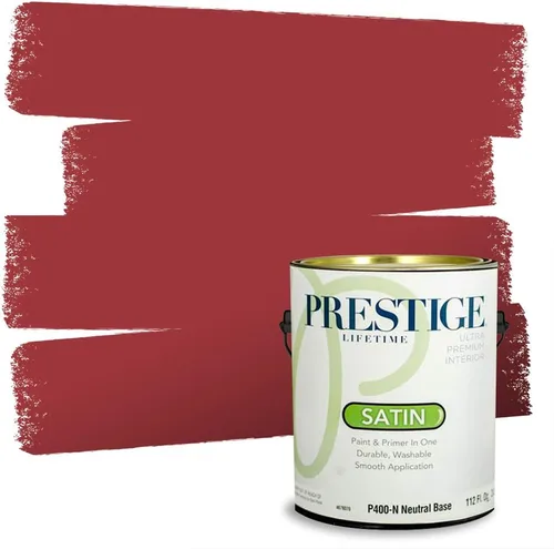 Miniatura 202 de Prestige Paints E100-T-SW6591 Pintura exterior e imprimación en uno, 1 galón, plano, combinación comparable de Sherwin Williams Amaryllis, 1 galón