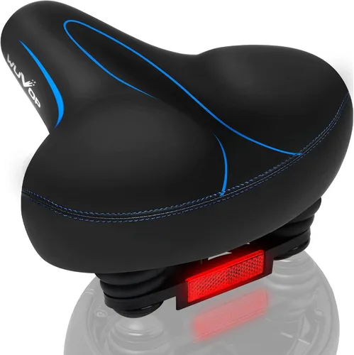 Miniatura 11 de Asiento de bicicleta de gran tamaño, asiento de bicicleta ancho para comodidad de mujeres y hombres, sillín de bicicleta universal impermeable