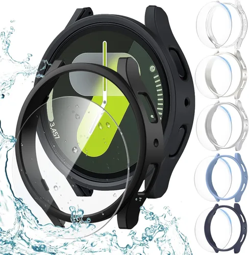 Miniatura 11 de JZK Juego de 6+6 fundas para Samsung Galaxy Watch 6 de 40 mm, protector de pantalla de PC duro impermeable + parachoques delgado de vidrio templado