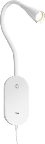 Miniatura 9 de deeloop Luz de lectura LED de montaje en pared para cama, lámpara de lectura con salida USB, 5 niveles de brillo, luces de libro de control táctil