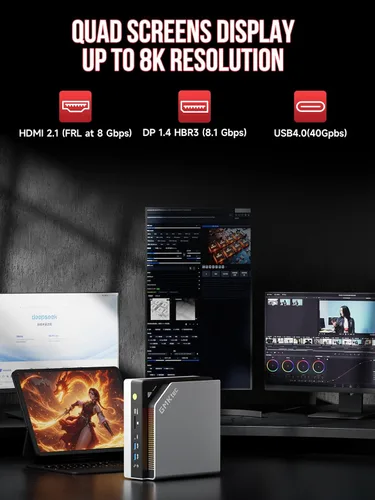 Miniatura 11 de GMKtec EVO-X2 AI Mini PC Ryzen Al Max+ 395 (hasta 5.1 GHz) Mini computadoras para juegos, 128 GB LPDDR5X 8000 MHz (16 GB* 8) 2 TB PCIe 4.0 SSD