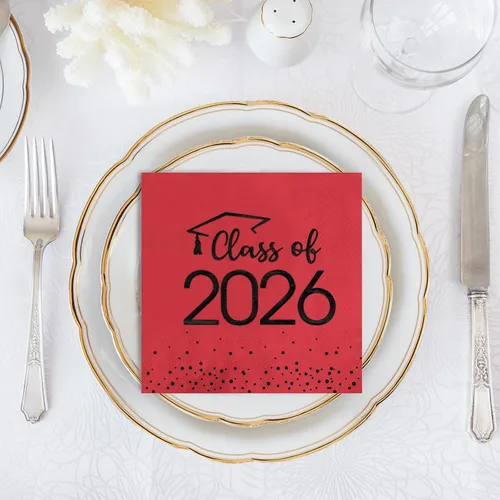 Miniatura 4 de 100 servilletas de graduación de clase 2025, servilletas desechables de papel de felicitación de graduación, toallas de mano cuadradas de papel