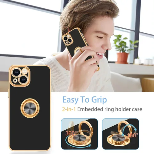 Miniatura 5 de Fingic Funda para iPhone 14 [con soporte de anillo de 360°] [Soporte magnético para automóvil] Funda de teléfono con soporte para teléfono
