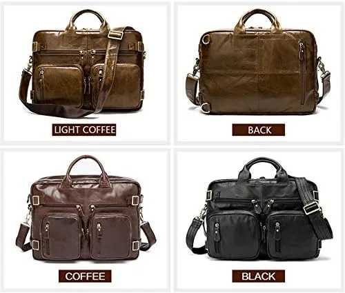 Miniatura 5 de BITWIT Shoulder Bags, Men's Leather Bags, Men's briefcases, Leather Laptop Bags, Office Bags, Men's Multifunctional Leather Luggage Bags, Men