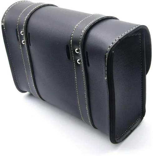 Miniatura 6 de Maso Bolsa de silla de montar de motocicleta, equipaje universal de cuero PU bolsa de almacenamiento con 2 correas de montaje negro