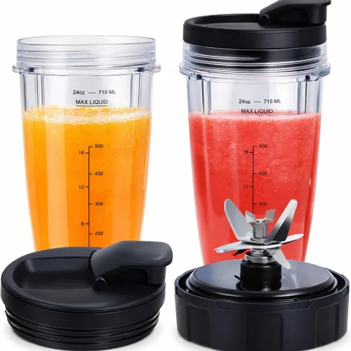 Cuchilla de licuadora SS150 y tazas de repuesto de 24 onzas, solo compatible con Nutri Ninja Foodi Power Blender SS151/SS300/SS350/SS351/SS351TGT/
