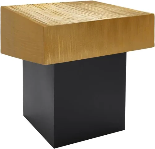Meridian Furniture Colección Palladium Modern | Mesa auxiliar superior texturizada contemporánea con base de metal negro mate, 18 pulgadas de ancho