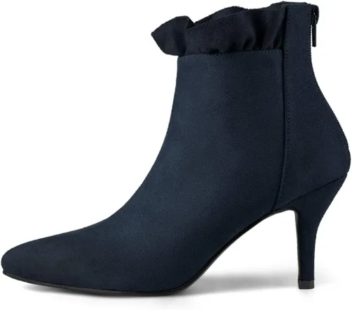 Miniatura 7 de Allegra K Botines con volantes y tacón de aguja puntiagudo para mujer