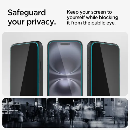Miniatura 5 de Spigen Protector de pantalla de vidrio templado [GlasTR EZ FIT - Privacidad] Diseñado para iPhone 16 Plus/iPhone 15 Plus [2 unidades]