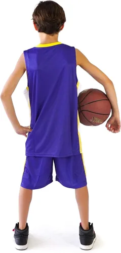 Miniatura 6 de Conjunto de camisetas de baloncesto prémium para niños, camisetas deportivas y pantalones cortos deportivos para jóvenes y niños de 6 a 12 años
