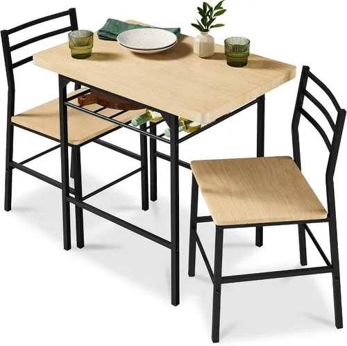 Miniatura 12 de Best Choice Products Juego de comedor moderno de 3 piezas, comedor que ahorra espacio para cocina, comedor, espacio pequeño con marco de acero