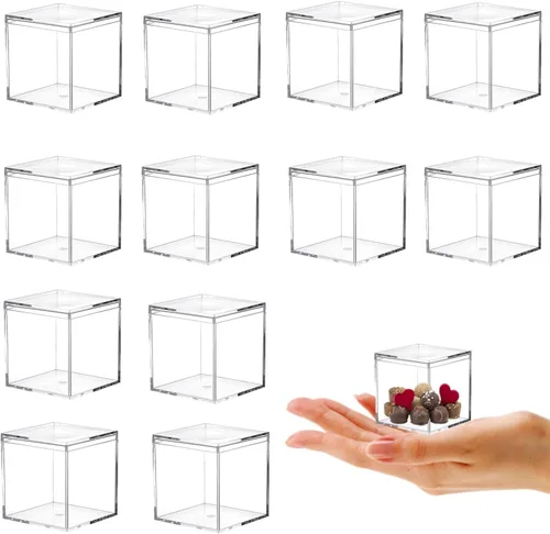 Miniatura 31 de KissYou Caja de acrílico para caramelos, cajas de exhibición transparentes con tapa de plástico pequeño, cubo cuadrado de plástico, caja