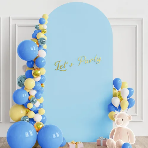Miniatura 3 de Wokceer Funda para Arco de Boda de 6.6 Pies de Spandex Ajustada Cubiertas para Soporte de Arco de Boda Funda de Fondo de Arco Chiara de Parte Azul