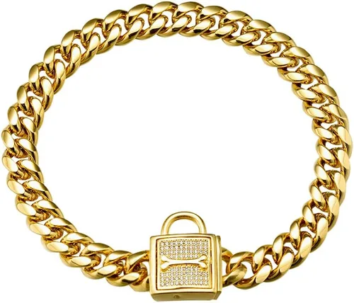 Miniatura 2 de Collar de cadena para perro, collar de cadena cubana resistente de 0.47 pulgadas, acero inoxidable 316L plata/oro, collar de entrenamiento de perro