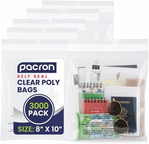 Miniatura 6 de Paquete de 500 bolsas de polietileno transparentes de 9 x 12 pulgadas – Bolsas de plástico autosellantes para embalaje, envío y almacenamiento