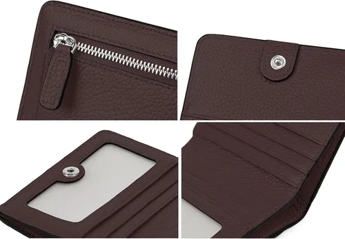 Miniatura 7 de BIG SALE-AINIMOER billetera de bolsillo pequeña con cremallera, plegable, compacta de cuero con bloqueo por identificación por radiofrecuencia
