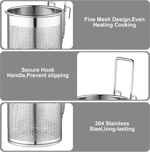 Miniatura 6 de Cesta coladora de fideos, colador de pasta de acero inoxidable de malla fina con asa, versátil cesta de fideos de cocina para cocinar y freír