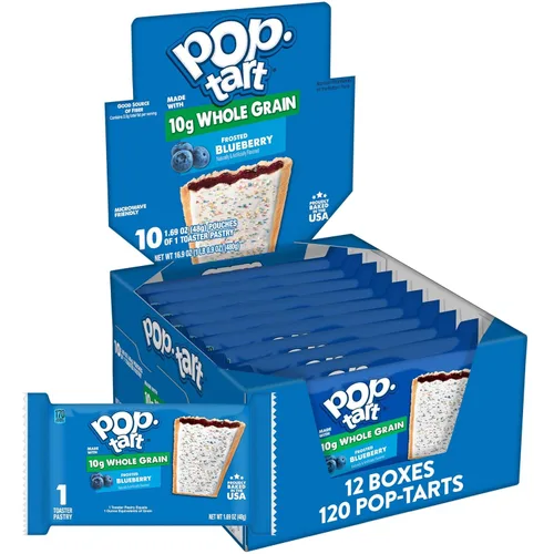 Pop-Tart hecha con pasteles de grano entero, tostadora, arándano esmerilado, 1.76 onzas (120 unidades)