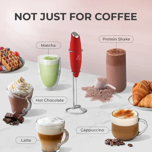Miniatura 542 de Zulay Milk Boss Espumador de leche potente manual, hace espuma para latte, batidor para mezclar bebidas, café, miniespumador para capuchino, frappé