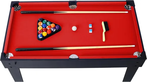 Miniatura 9 de Juego de mesa de juego 5 en 1 para el hogar, sala de juegos, amigos y familia, con billar, hockey de empuje, futbolín, ping pong y baloncesto, negro