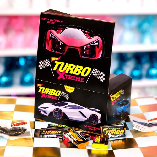 Miniatura 6 de Goma de mascar Turbo Xtreme Soft Bubble Gum Retro Regalo Importado Dulces de Cumpleaños (100 unidades)