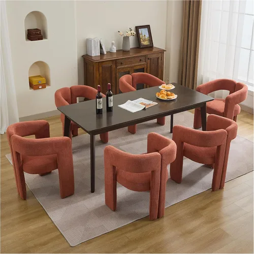 Miniatura 14 de adochr Modernas sillas de comedor de barril, silla de comedor tapizada de lino con patas de madera, sillas decorativas con brazos, cómodos sillones