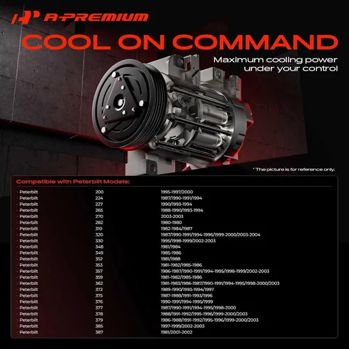 Miniatura 3 de A-Premium Compresor de aire acondicionado con embrague compatible con Kenworth C500 K100E T2000 T600A T800 y Peterbilt