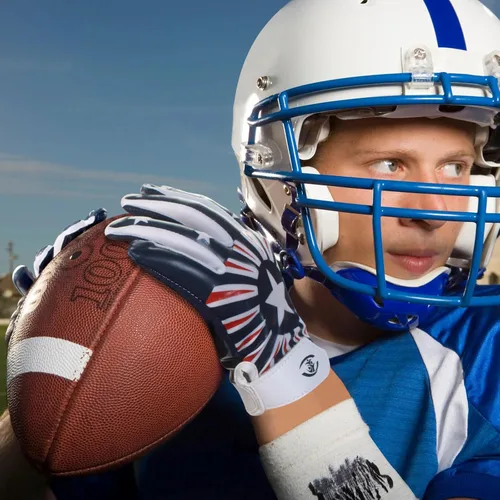 Miniatura 6 de Guantes de fútbol americano para niños, guantes receptores de fútbol americano juvenil, excelente agarre con silicona adhesiva, antideslizantes