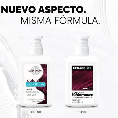 Miniatura 2 de Keracolor Color + Clenditioner - Acondicionador 3 en 1 para depositar color, limpia y acondiciona suavemente, color de cabello Merlot