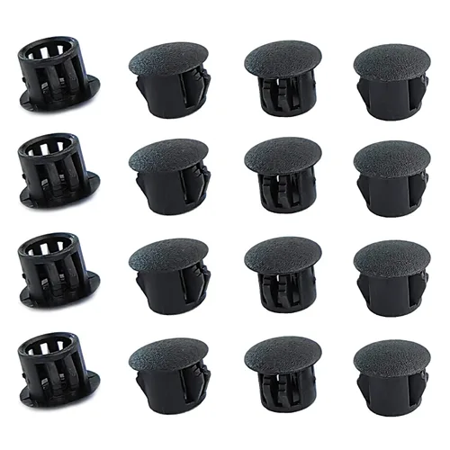 Miniatura 8 de Qrity 20 tapones de agujero negro, tapones de plástico para agujeros de gabinete, tapones redondos tipo empotrado, cubierta de cierre para muebles
