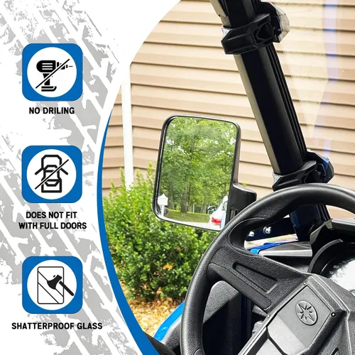 Miniatura 2 de UNIGT Espejo de vista lateral estilo fábrica no destructivo Compatible con 2016-2024 Polaris General 1000 EPS XP 4 1000 Espejos laterales traseros