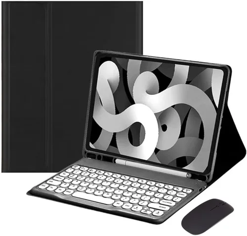 Miniatura 10 de Ratón de teclado para Galaxy Tab A8 10.5 pulgadas funda de teclado con mouse Bluetooth, linda llave redonda desmontable BT Color teclado cubierta