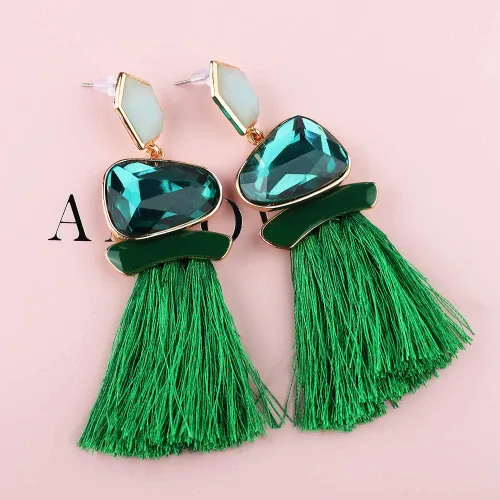 Miniatura 3 de Pendientes de borla de cristal con diseño de rosca bohemio