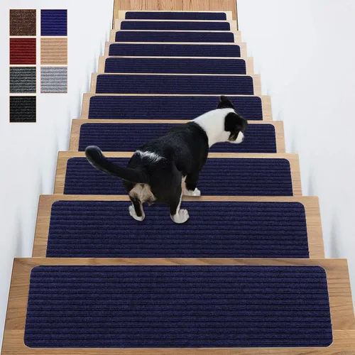 Miniatura 7 de Alfombra antideslizante para peldaños de 31 x 31 pulgadas, alfombra de aterrizaje a juego, antideslizante, resistente al deslizamiento, color negro