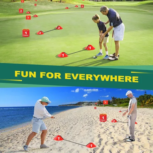 Miniatura 6 de Juego de cubo de golf para patio trasero, cubo de 6 agujeros, juego de golf con luz LED y banderas para adultos y niños en interiores y exteriores