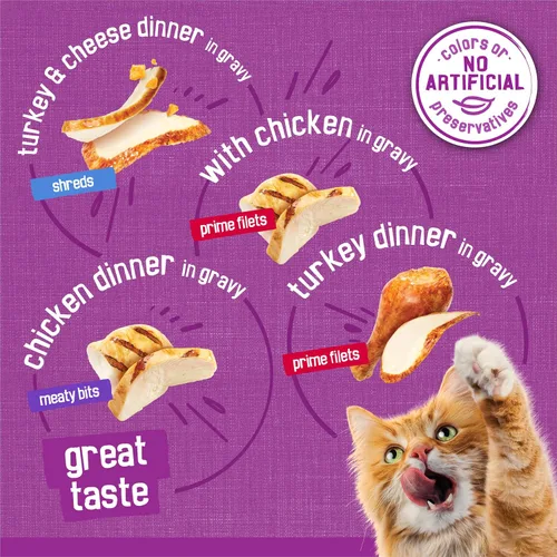 Miniatura 5 de Purina Friskies - Paquete variado de alimentos húmedos en salsa para gatos, trituraciones de aves de corral, trozos de carne y filetes Prime
