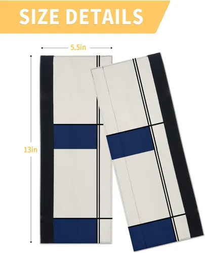 Miniatura 6 de Juego de 2 fundas para manijas de puerta de refrigerador con rayas azul marino para lavavajillas, microondas, horno, nevera, estufa