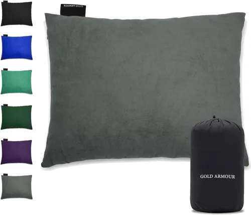 Gold Armour Almohada de espuma viscoelástica para campamento, compactas compresibles para mochileros, hamacas y viajes para niños y adultos, equipo
