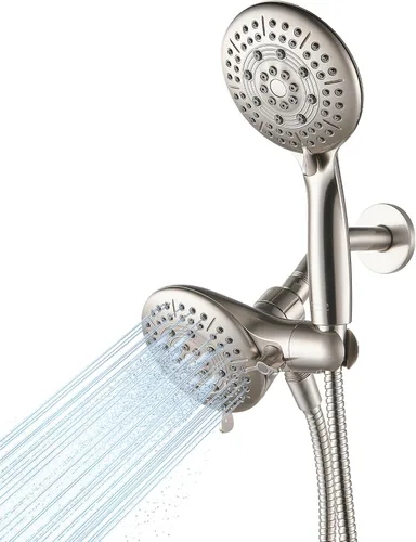 Cobbe Cabezal de ducha de 3 vías de alta presión de 48 ajustes, ducha de mano y ducha de lluvia por separado o juntos, cabezal de ducha doble 2 en 1