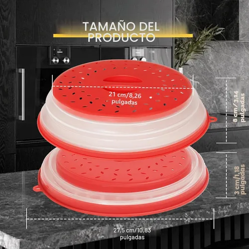 Miniatura 2 de CasaCulina Paquete de 2 cubiertas plegables para salpicaduras de microondas, tapa de microondas ventilada con agujero de gancho, protector