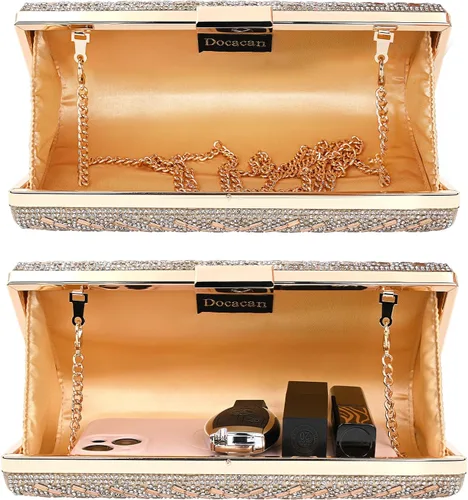 Miniatura 4 de Bolso de mano con diamantes de imitación brillantes para novia, cierre de metal, bolso formal para fiesta y boda, bolsa de noche para mujeres