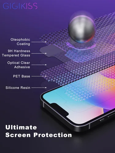 Miniatura 4 de GIGIKISS Protector de pantalla de privacidad compatible con iPhone 12 Pro Max de 6.7 pulgadas, degradado morado, antiespía, anti luz azul, protector