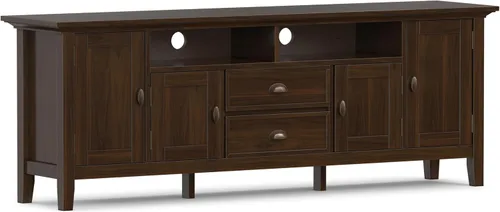 Miniatura 15 de SIMPLIHOME Redmond - Soporte para TV, consola multimedia de madera maciza de 72 pulgadas de ancho en negro, centro de entretenimiento de transición