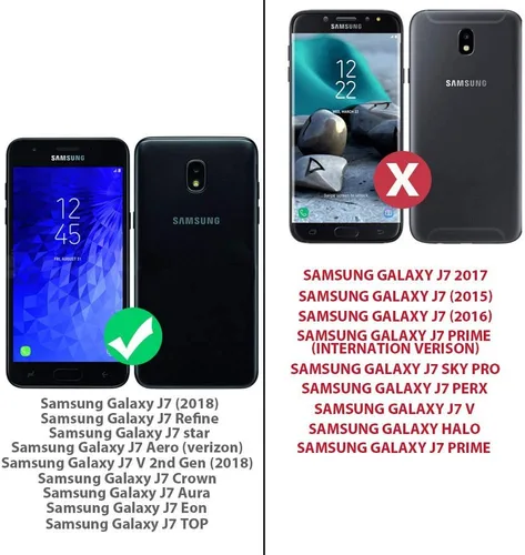 Miniatura 2 de TJS Funda para teléfono compatible con Samsung Galaxy J7, anillo de metal magnético con soporte protector (negro)