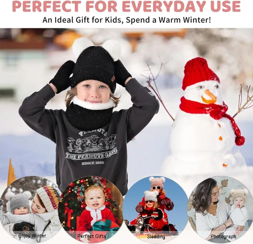 Miniatura 5 de Toddler Kids Winter Hats Gloves Scarfs Beanie Mittens Neck Warmer for 0 6 12 Months 1 2 3 4-8 Year Old Baby Girls Boys Gifts