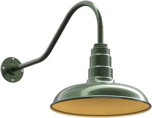 Miniatura 72 de Steel Lighting Co. Topanga - Luz de granero Montaje en pared al aire libre Domo de 14 pulgadas Cuello de cisne de 11 pulgadas Luz de garaje