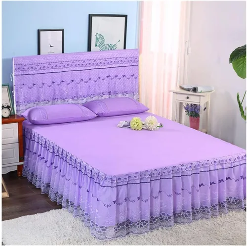 Miniatura 23 de OTBK Falda de cama individual blanca con volantes y borlas, estilo bohemio, falda de cama con encaje, volantes, floral, Shabby Chic juegos de ropa